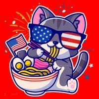 USA Ramen Bowl Kitty America Santa Hat thumb 1