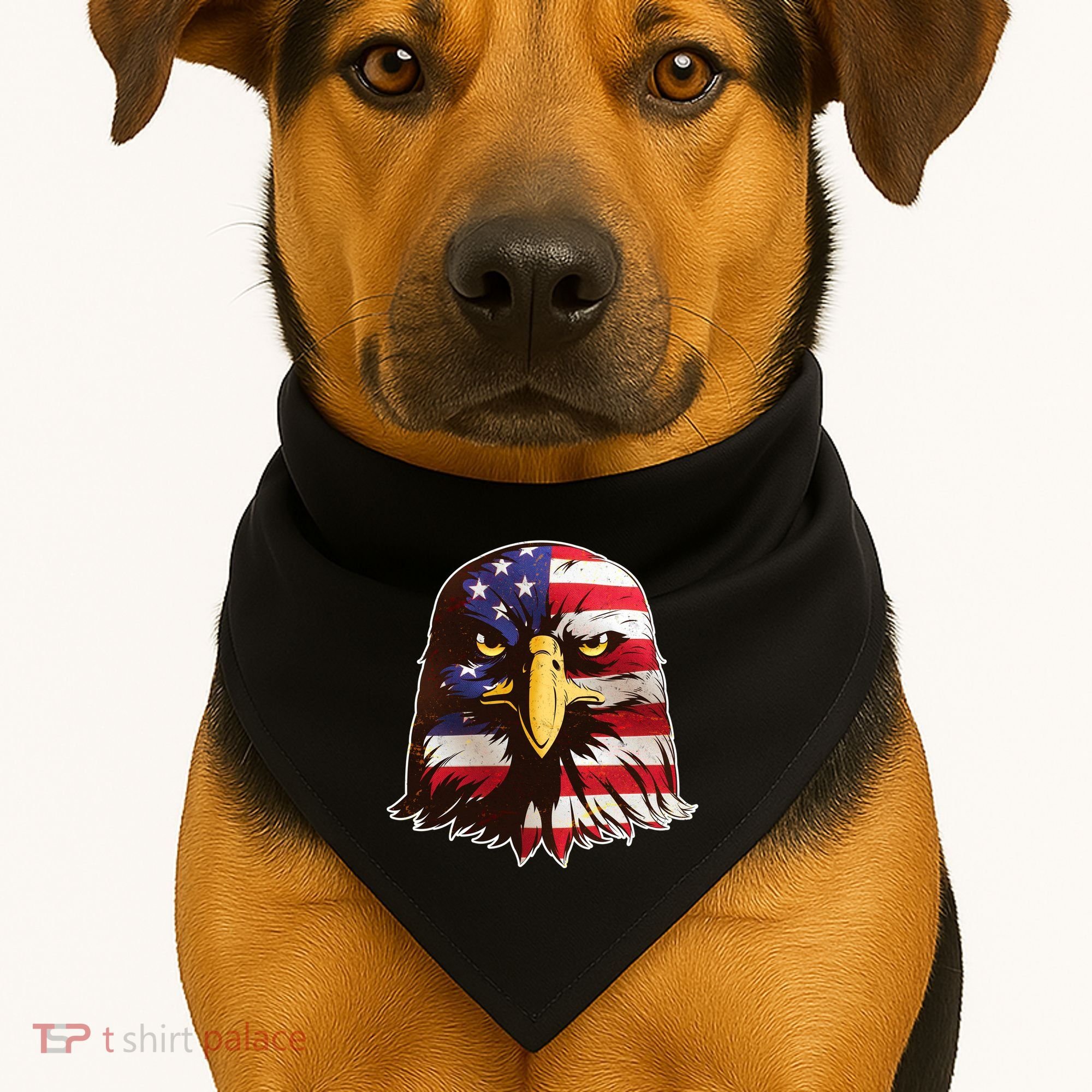 USA Red White And Blue Bald Eagle USA-Made Doggie Bandana