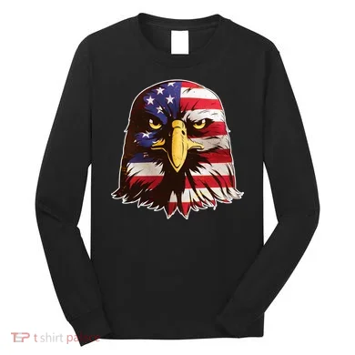 USA Red White And Blue Bald Eagle Long Sleeve Shirt