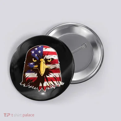 USA Red White And Blue Bald Eagle Button