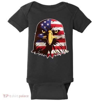 USA Red White And Blue Bald Eagle Baby Bodysuit