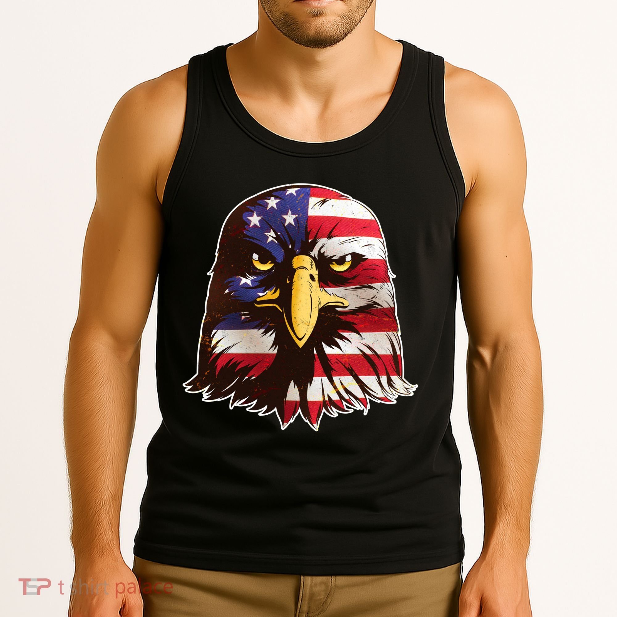 USA Red White And Blue Bald Eagle Tank Top
