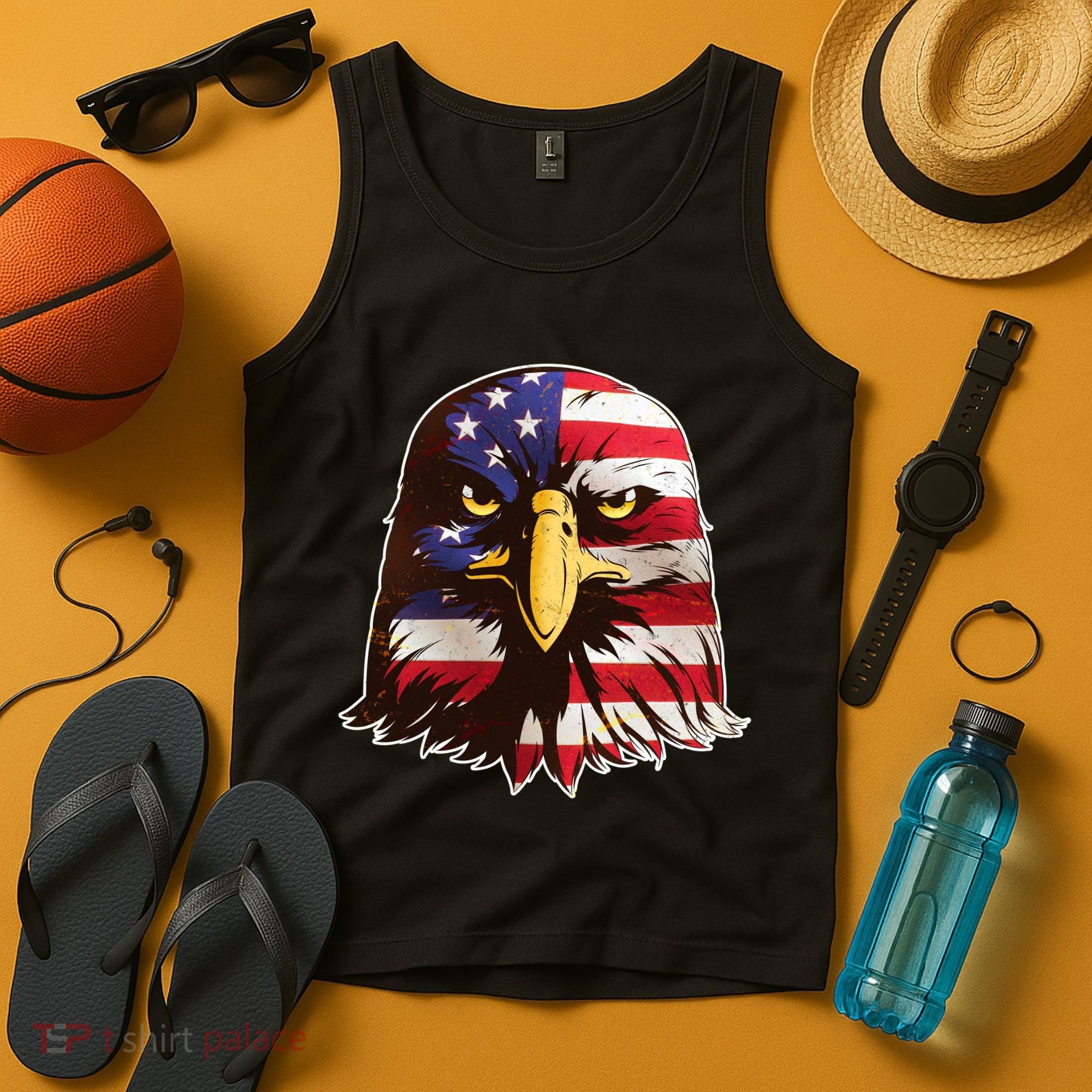 USA Red White And Blue Bald Eagle Tank Top