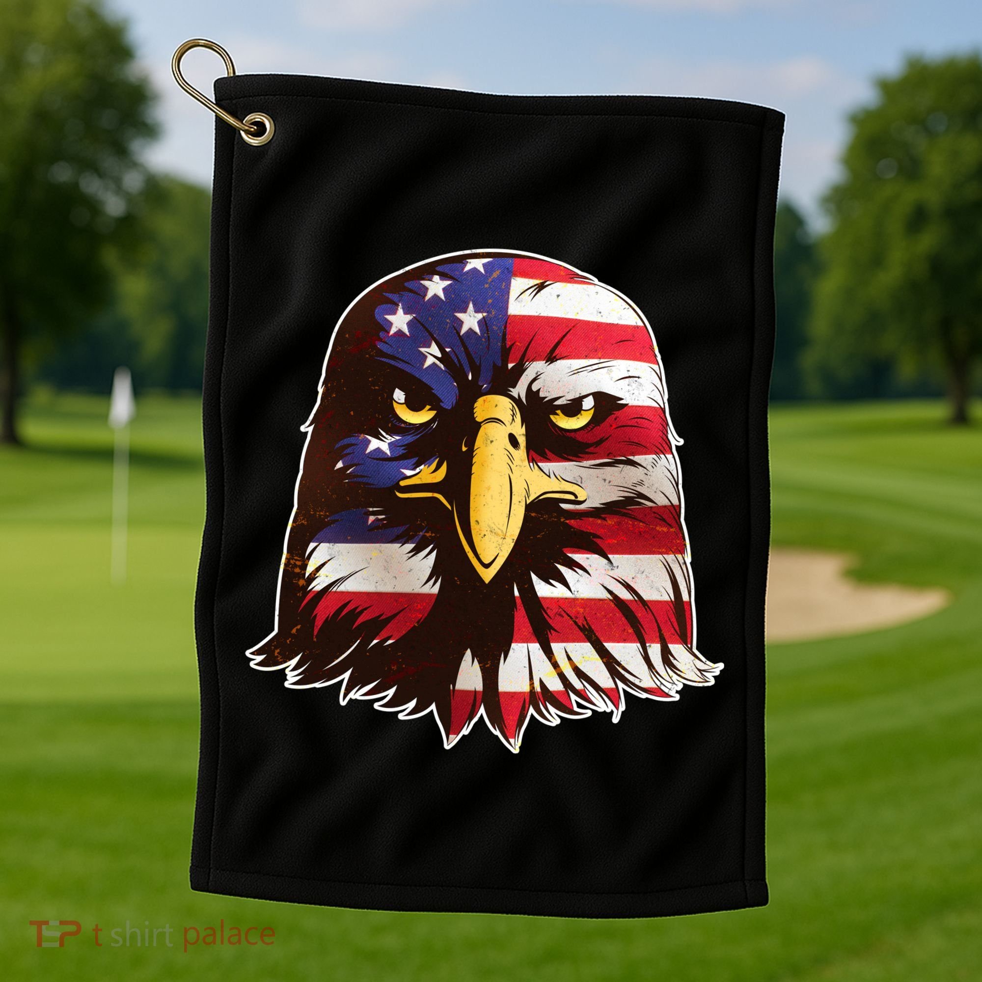 USA Red White And Blue Bald Eagle Golf Towel