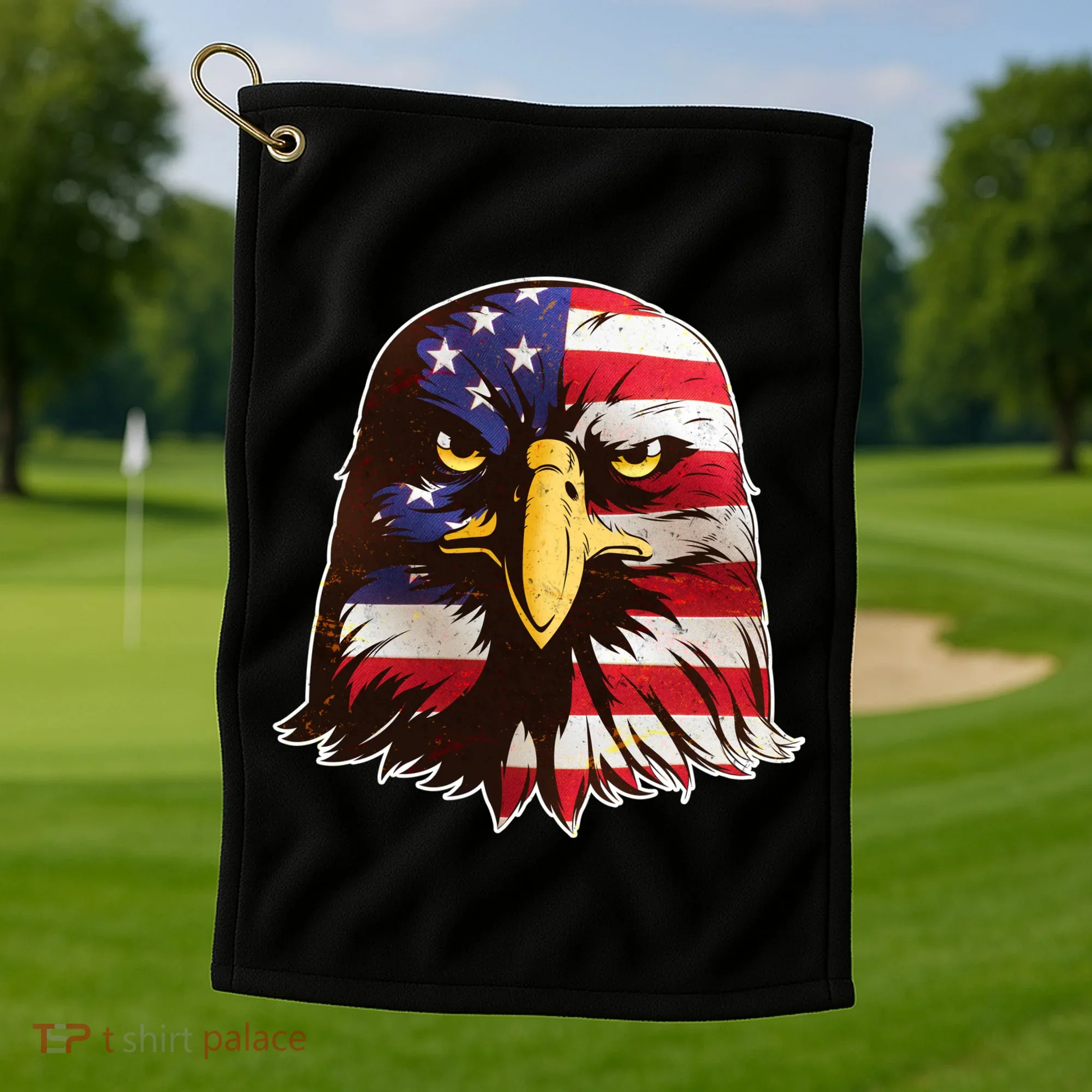 USA Red White And Blue Bald Eagle Golf Towel
