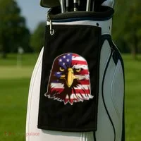 USA Red White And Blue Bald Eagle Golf Towel thumb 2