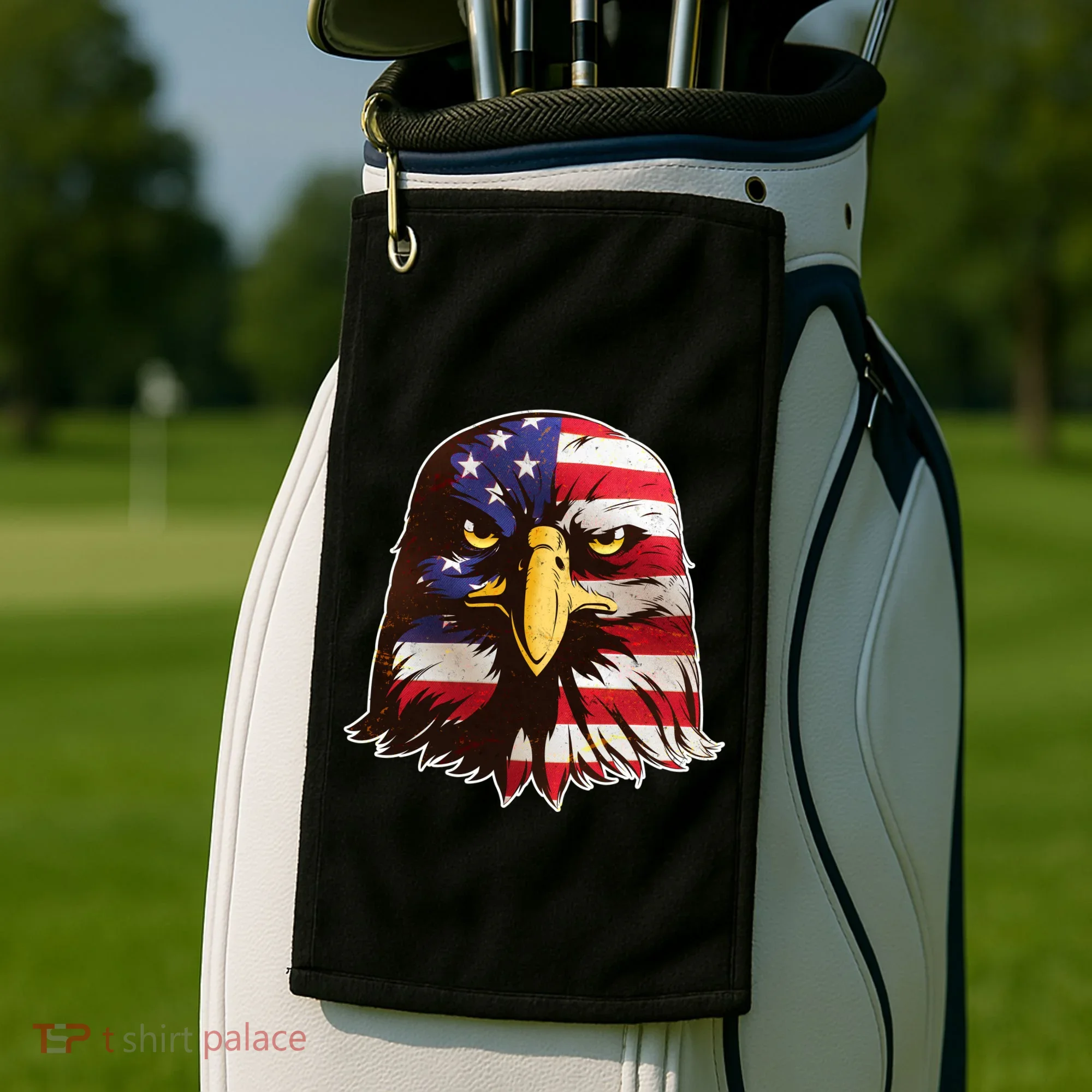 USA Red White And Blue Bald Eagle Golf Towel