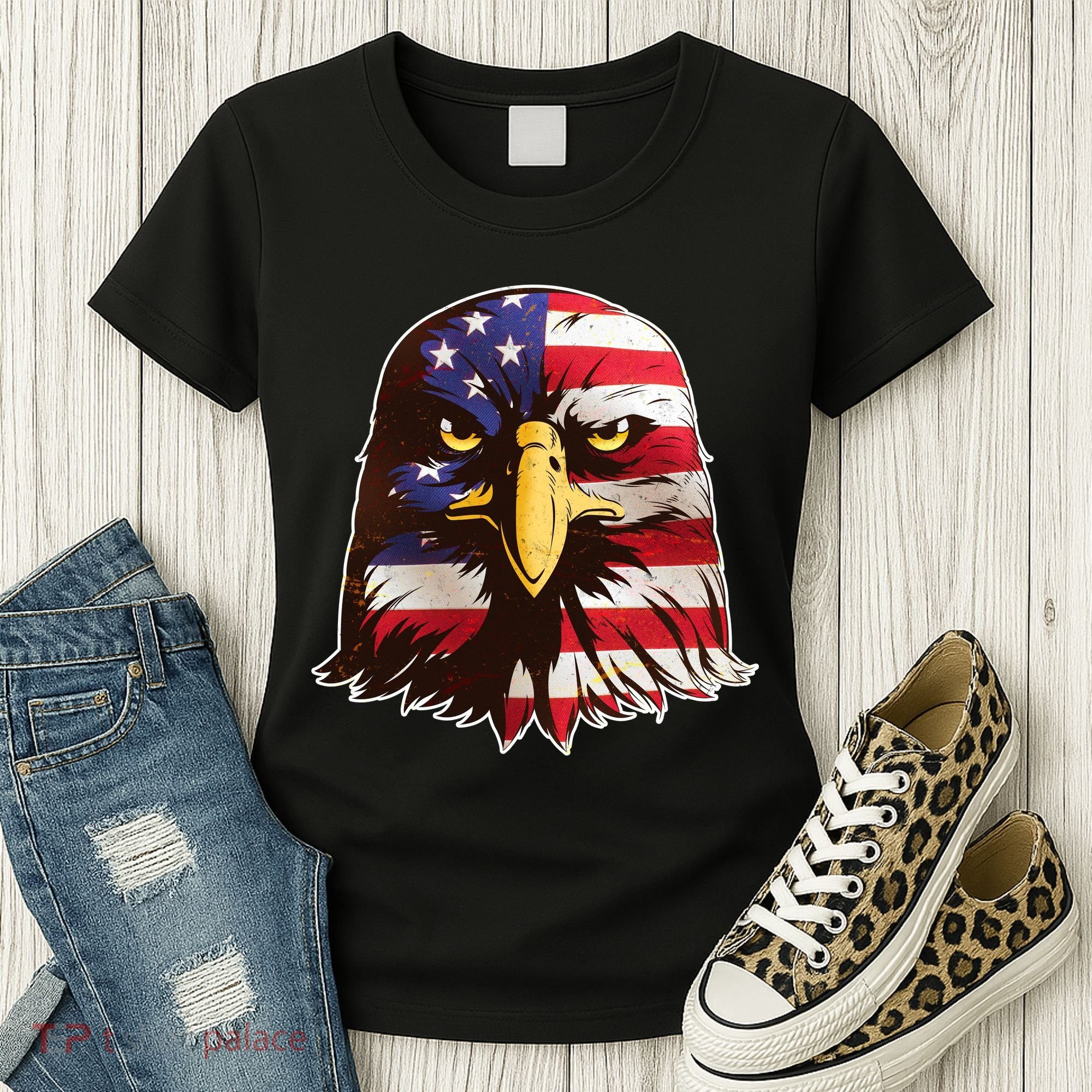 USA Red White And Blue Bald Eagle Women's T-Shirt