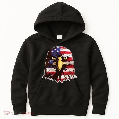 USA Red White And Blue Bald Eagle Kids Hoodie