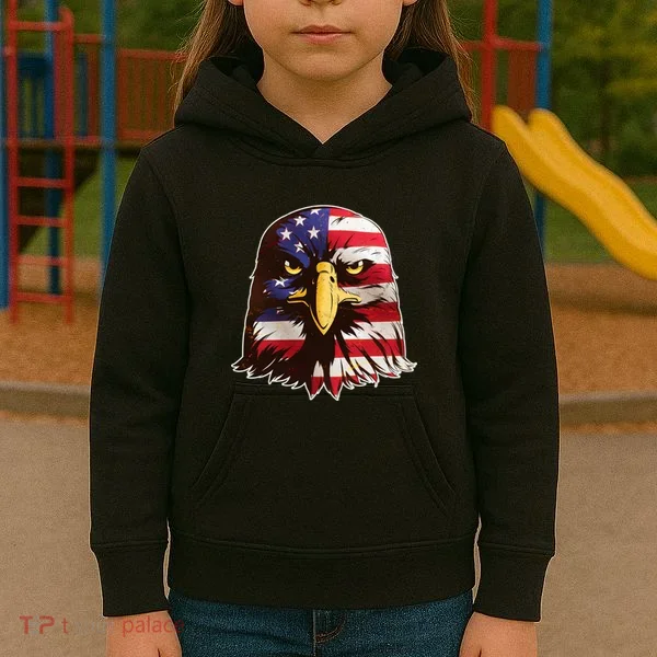 USA Red White And Blue Bald Eagle Kids Hoodie