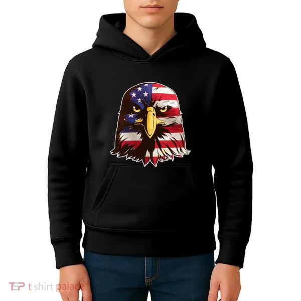 USA Red White And Blue Bald Eagle Kids Hoodie