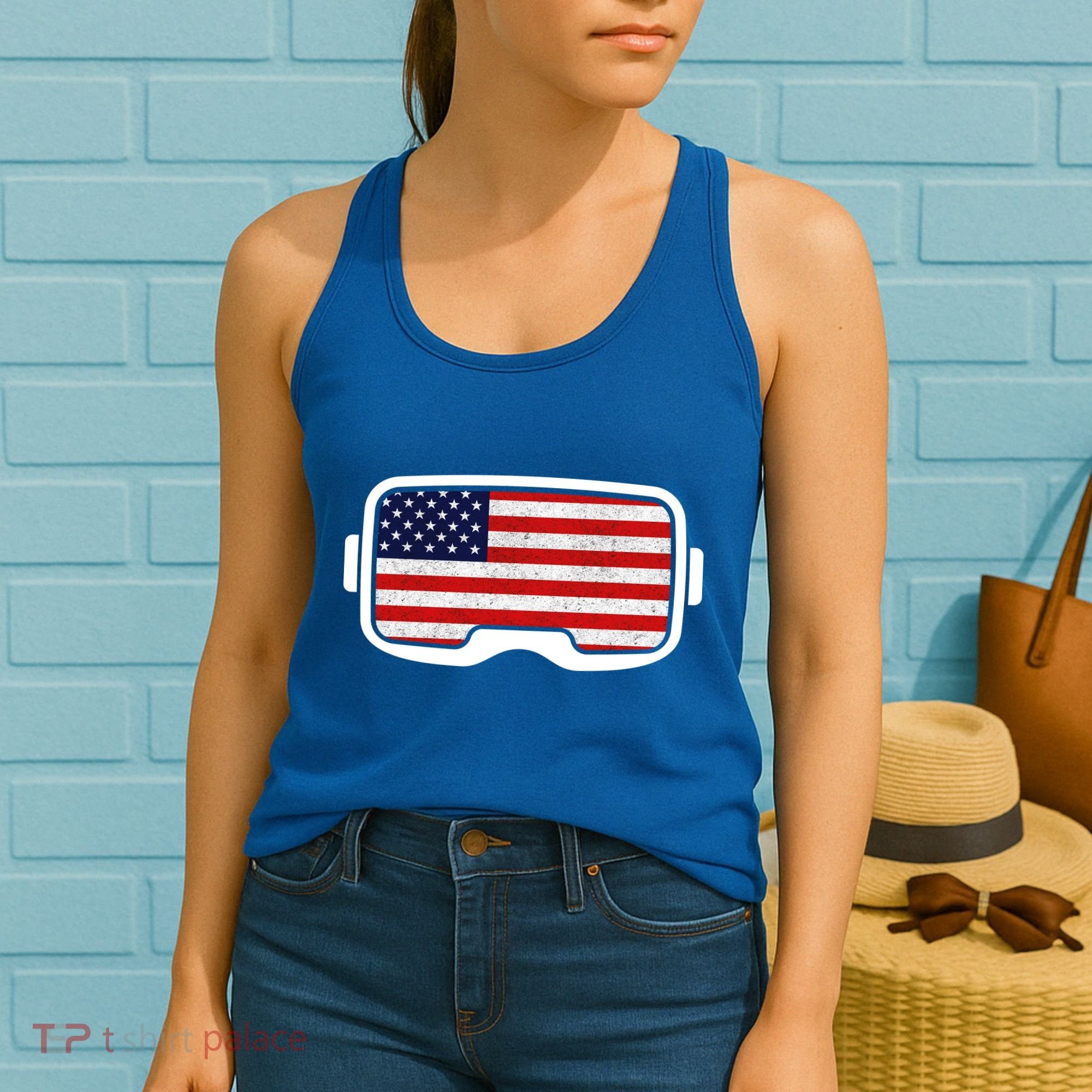 USA Retro Video Game Flag Women's Tank Top