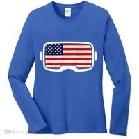 USA Retro Video Game Flag Women's Long Sleeve Shirt thumb 0