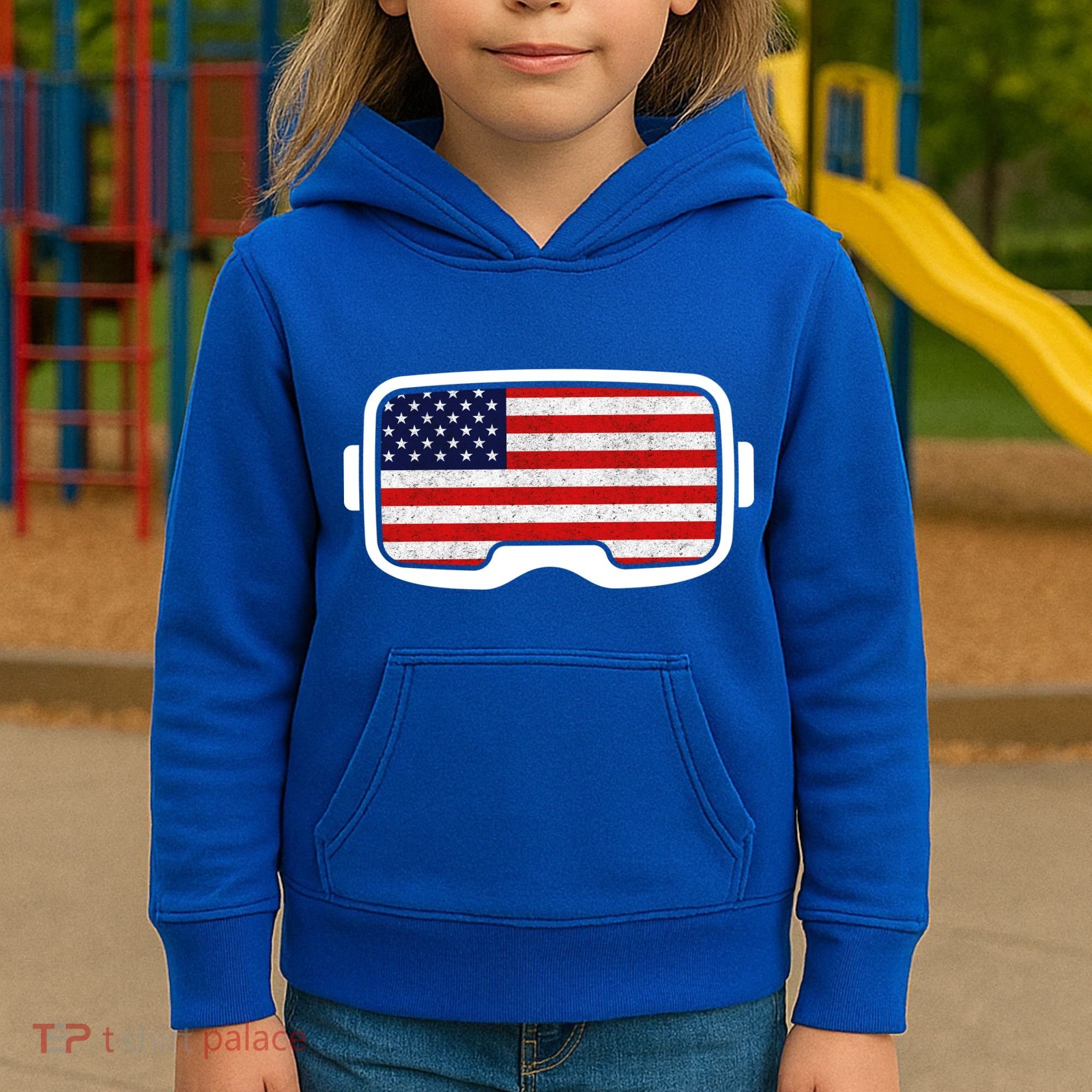 USA Retro Video Game Flag Kids Hoodie