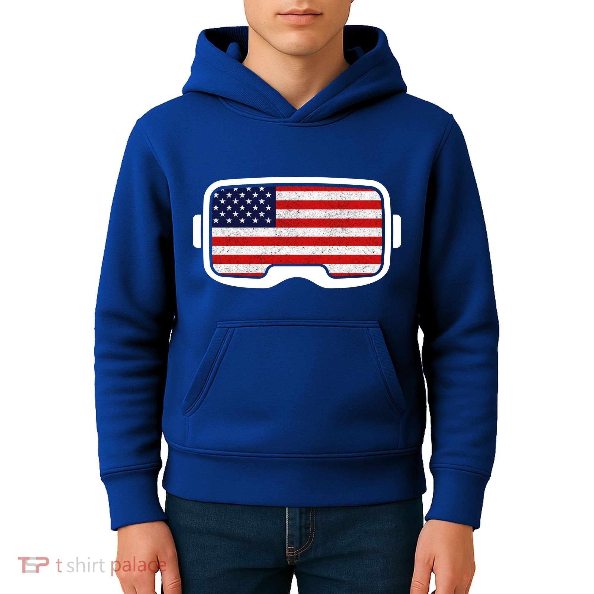USA Retro Video Game Flag Kids Hoodie