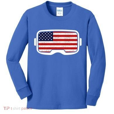 USA Retro Video Game Flag Kids Long Sleeve Shirt