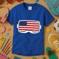 USA Retro Video Game Flag Kids T-Shirt thumb 3