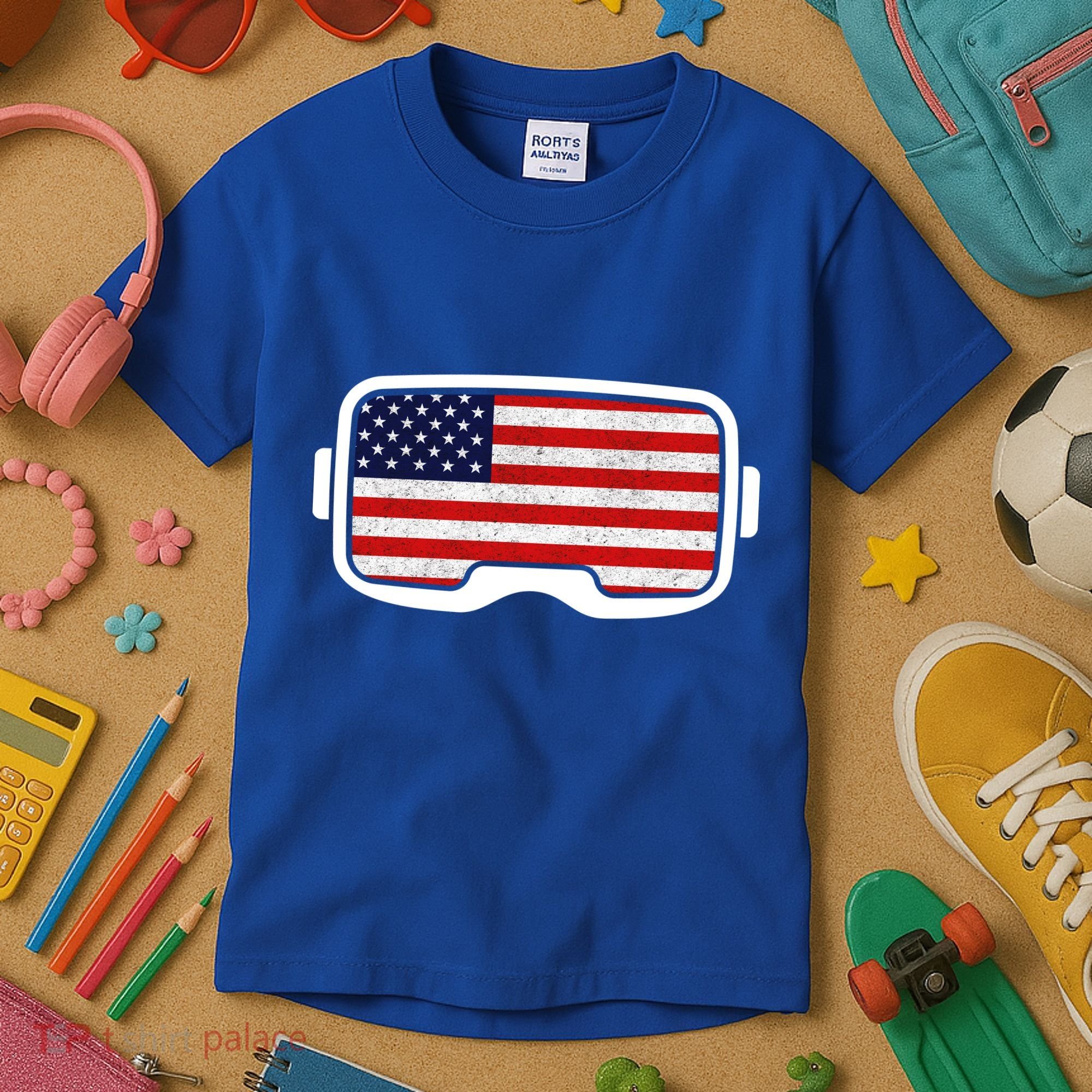 USA Retro Video Game Flag Kids T-Shirt