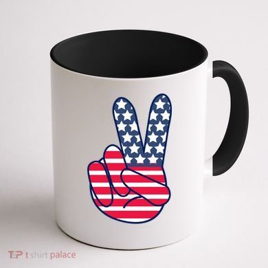 USA Simple Peace Sign Coffee Mug back