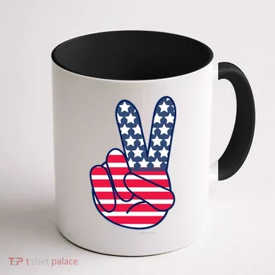 USA Simple Peace Sign Coffee Mug back