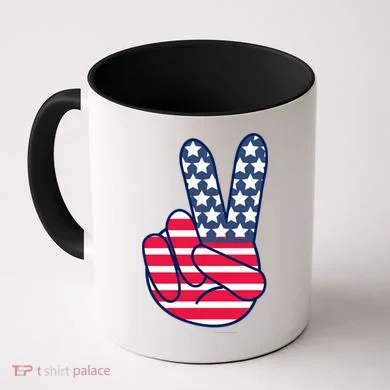 USA Simple Peace Sign Coffee Mug