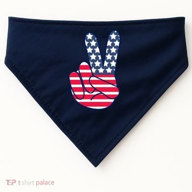USA Simple Peace Sign USA-Made Doggie Bandana