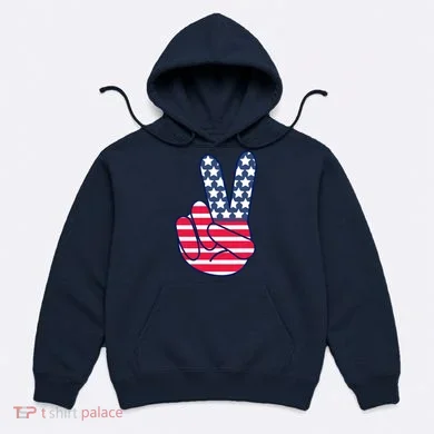 USA Simple Peace Sign Hoodie