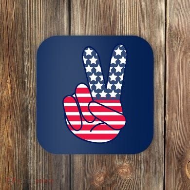 USA Simple Peace Sign Coaster