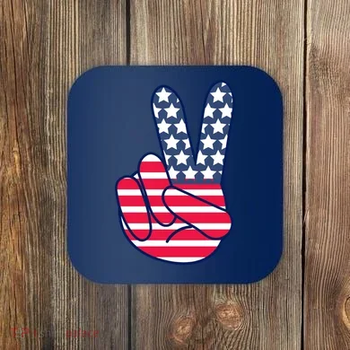 USA Simple Peace Sign Coaster
