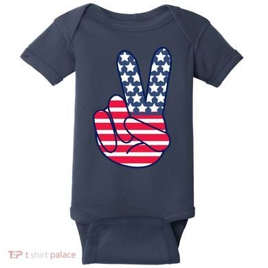 USA Simple Peace Sign Baby Bodysuit