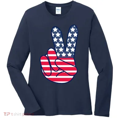 USA Simple Peace Sign Women's Long Sleeve Shirt