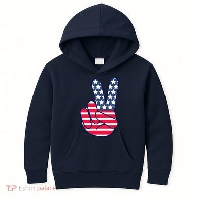 USA Simple Peace Sign Kids Hoodie