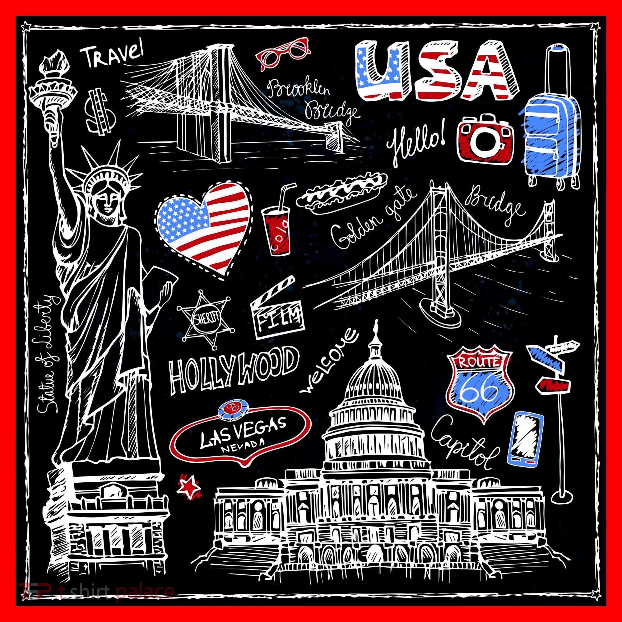 USA Sketch Santa Hat