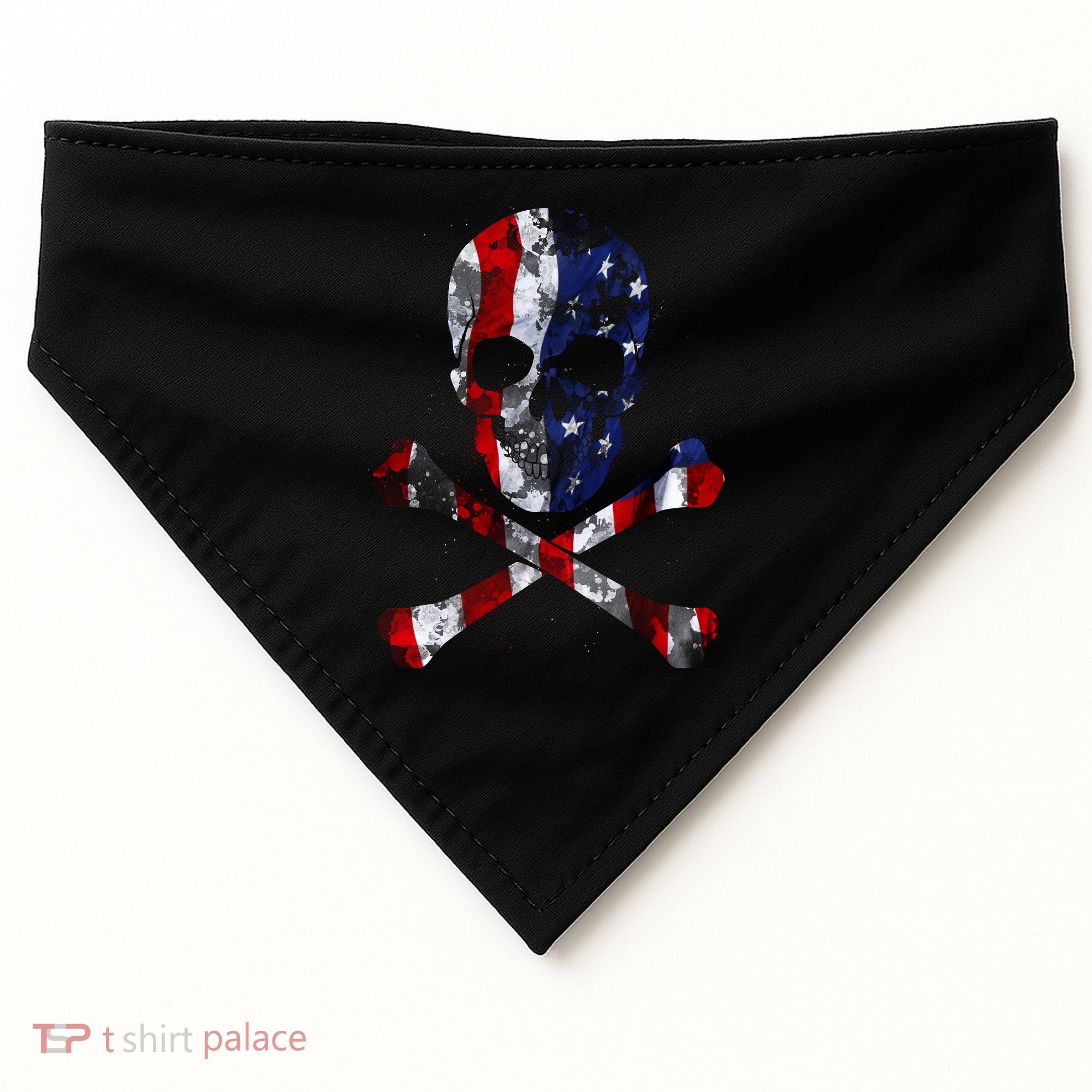 USA Skull Crossbone  USA-Made Doggie Bandana