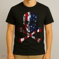 USA Skull Crossbone  T-Shirt thumb 3