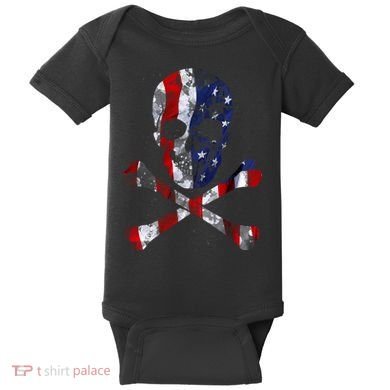USA Skull Crossbone  Baby Bodysuit