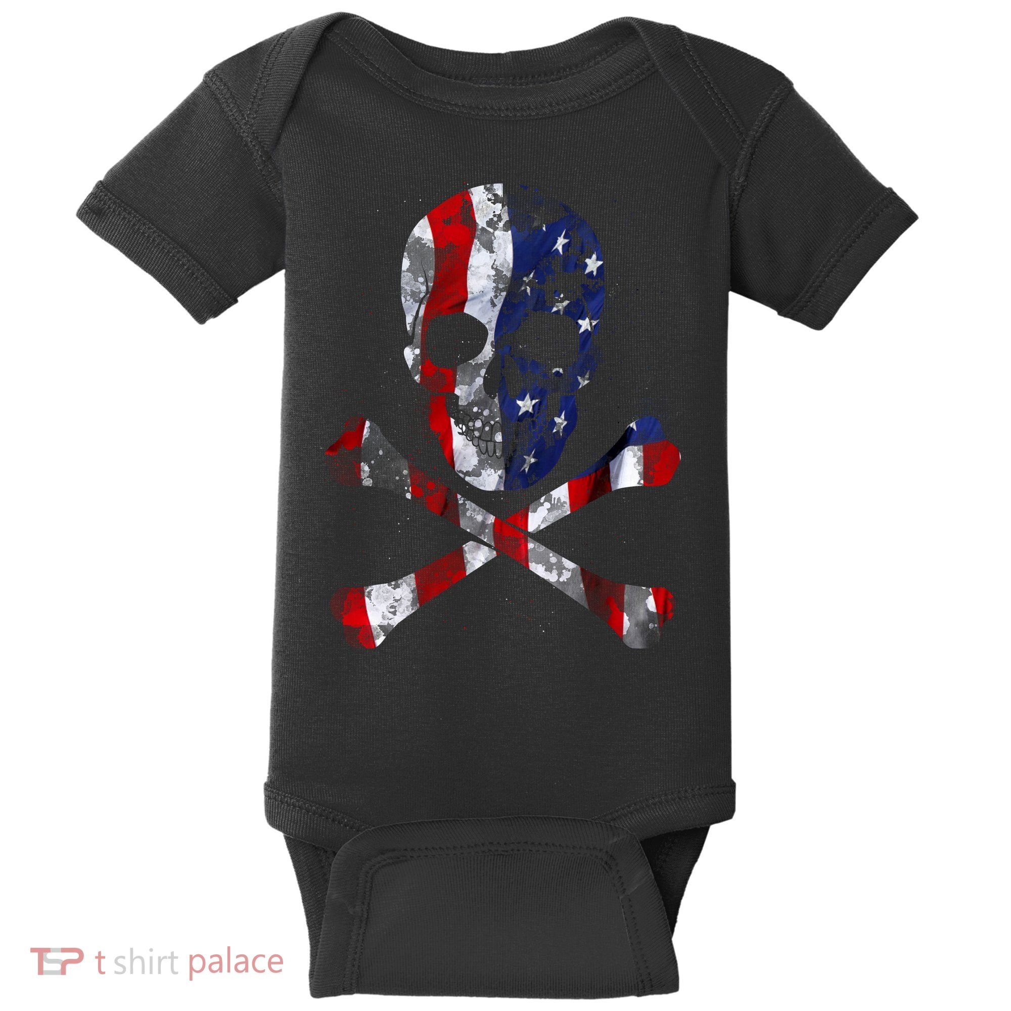 USA Skull Crossbone  Baby Bodysuit