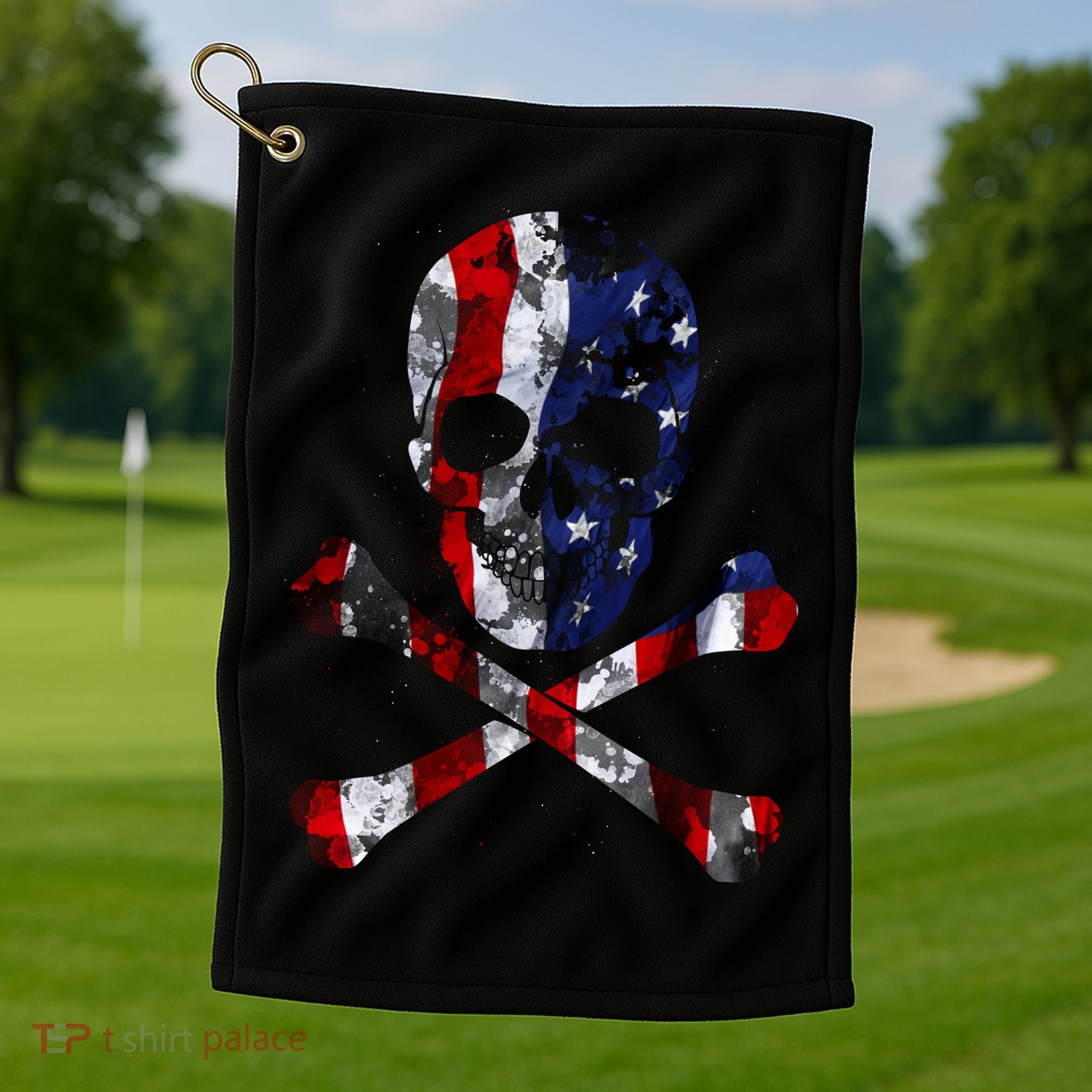 USA Skull Crossbone  Golf Towel
