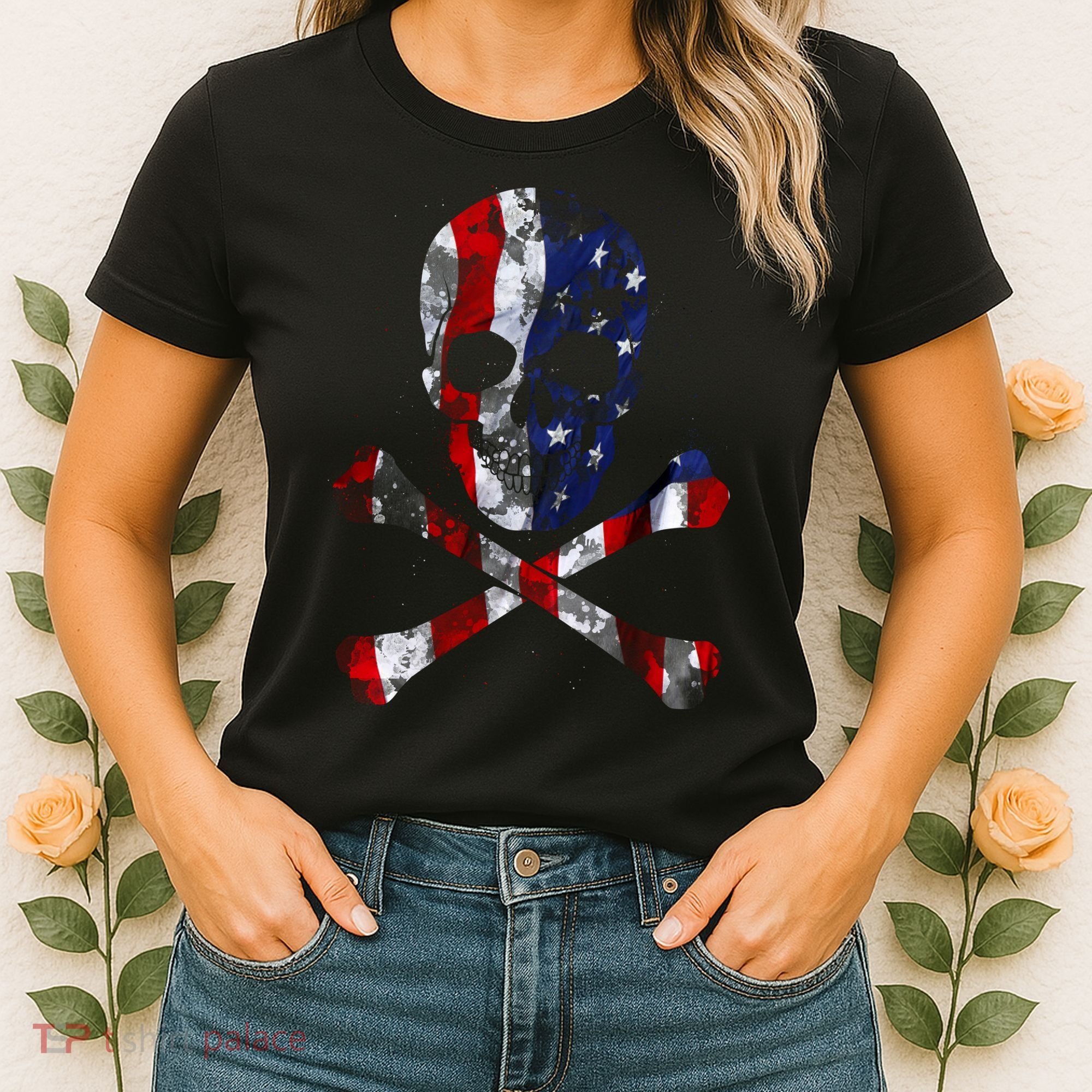 USA Skull Crossbone  Women's T-Shirt