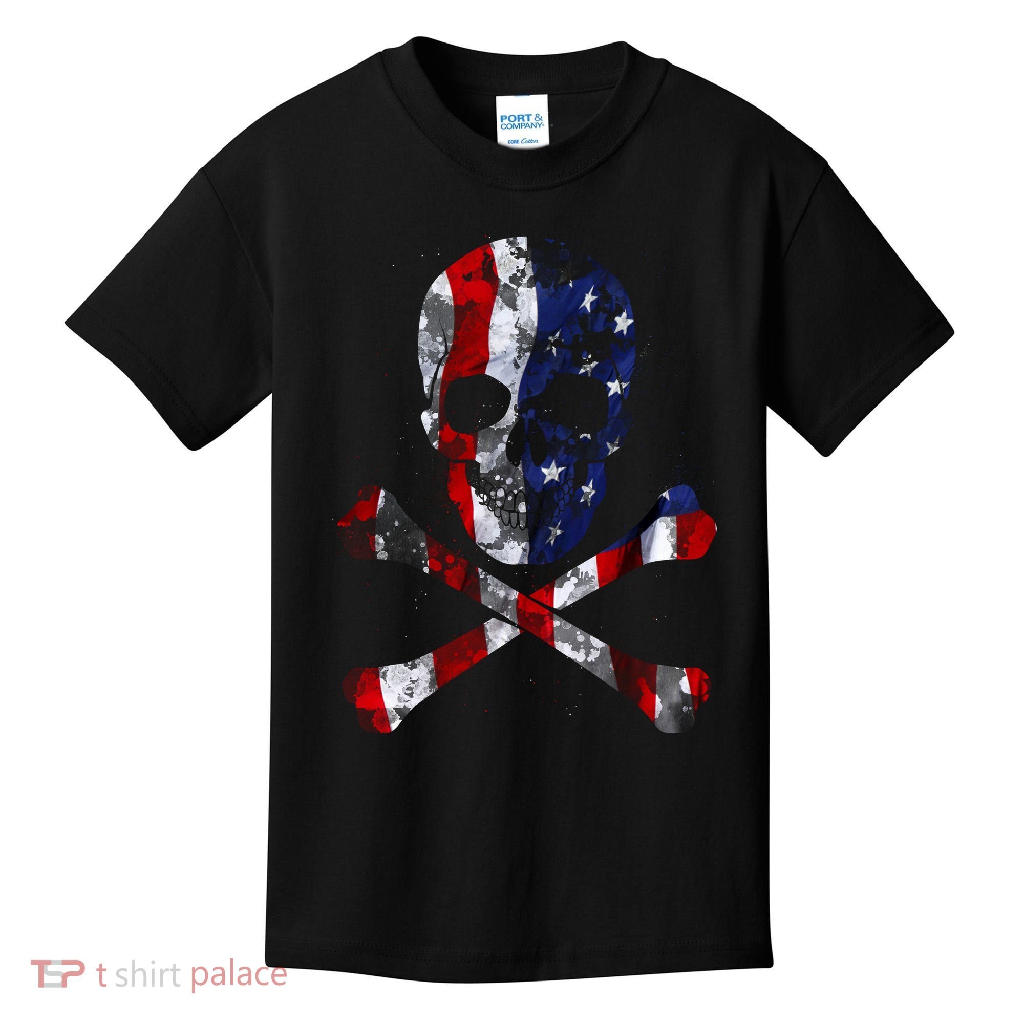 USA Skull Crossbone  Kids T-Shirt