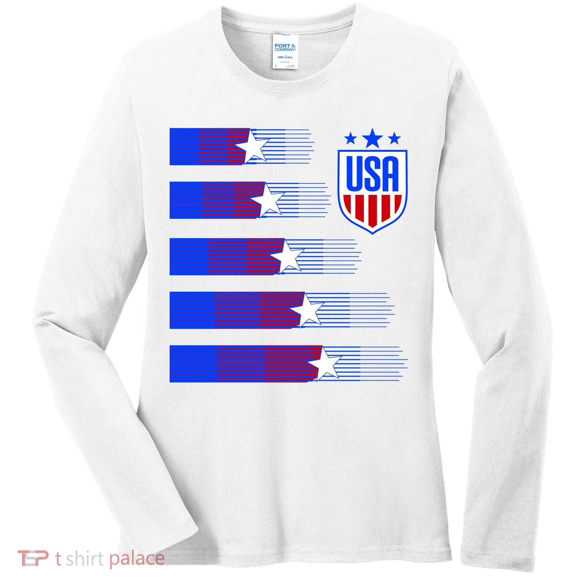 USA Soccer American Team Jersey Women's Long Sleeve Shirt
