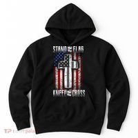 USA Stand For The Flag And Kneel For The Cross Hoodie thumb 0