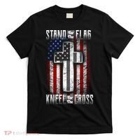 USA Stand For The Flag And Kneel For The Cross T-Shirt thumb 0