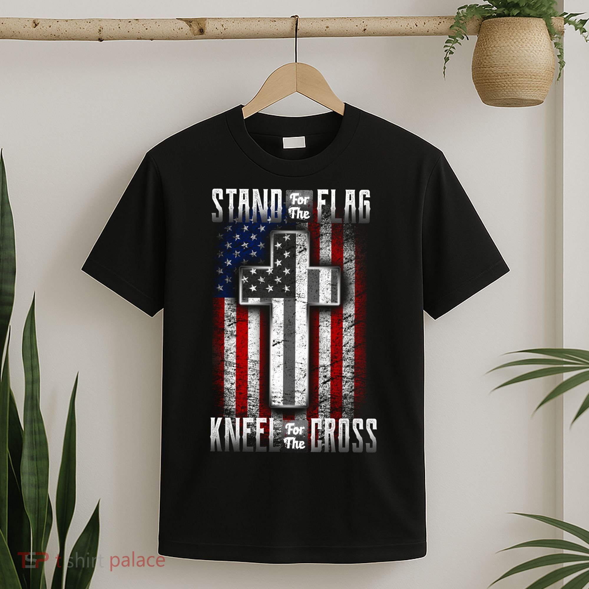 USA Stand For The Flag And Kneel For The Cross T-Shirt