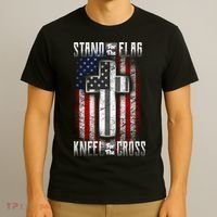 USA Stand For The Flag And Kneel For The Cross T-Shirt thumb 3
