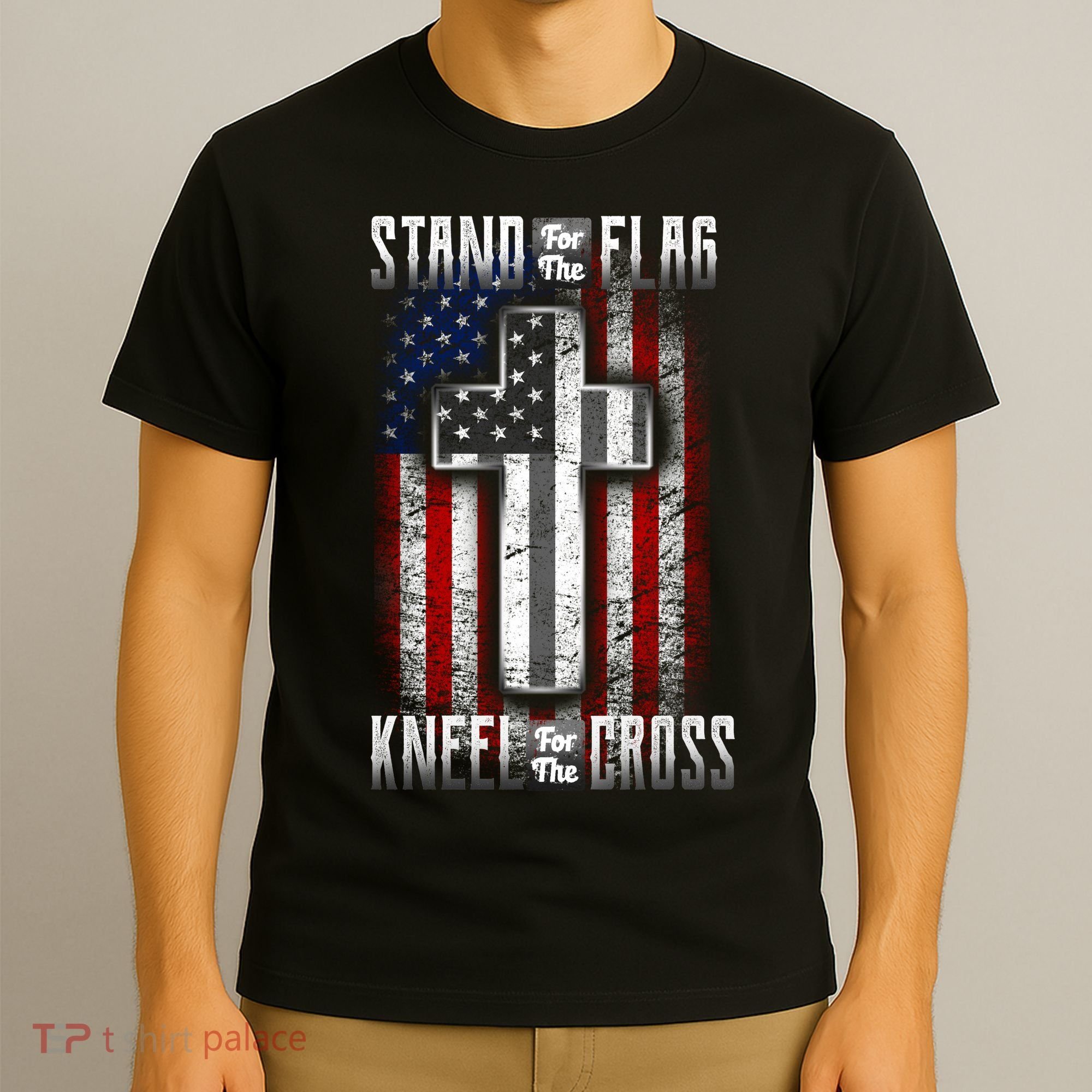 USA Stand For The Flag And Kneel For The Cross T-Shirt