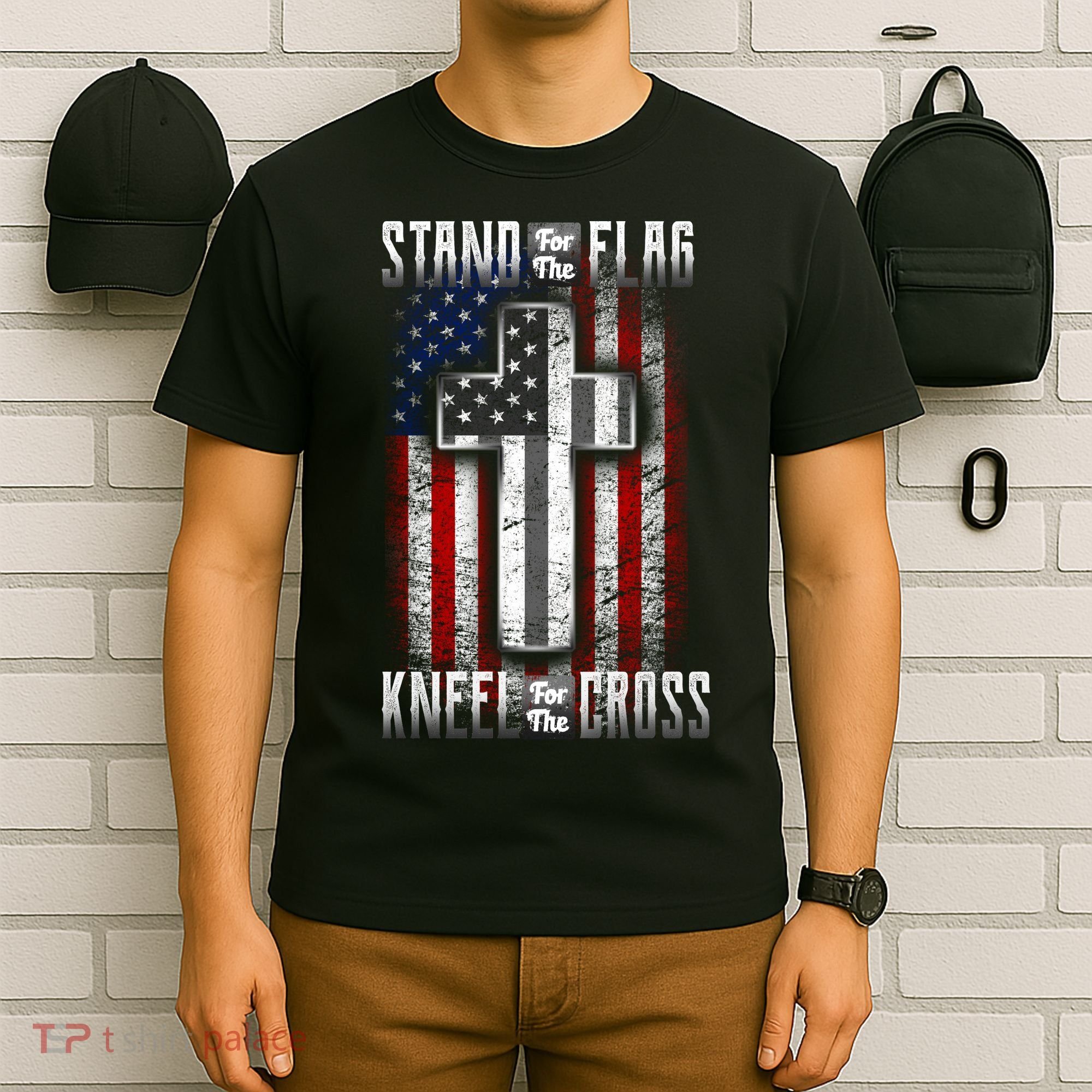 USA Stand For The Flag And Kneel For The Cross T-Shirt