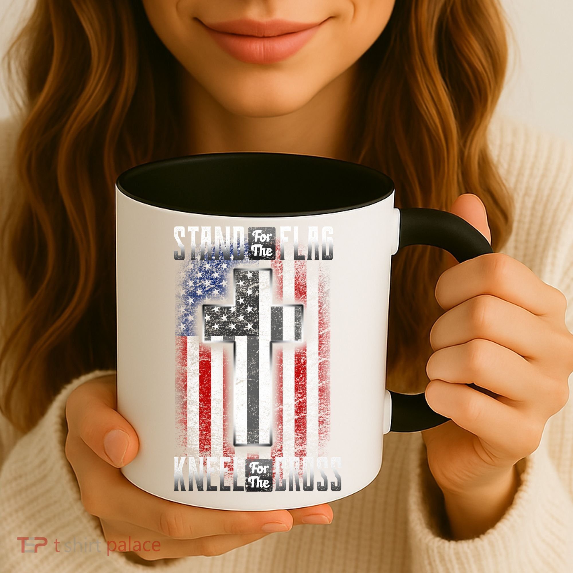 USA Stand For The Flag And Kneel For The Cross Coffee Mug