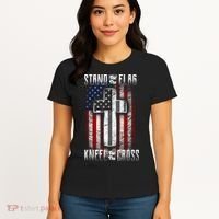USA Stand For The Flag And Kneel For The Cross Women's T-Shirt thumb 4