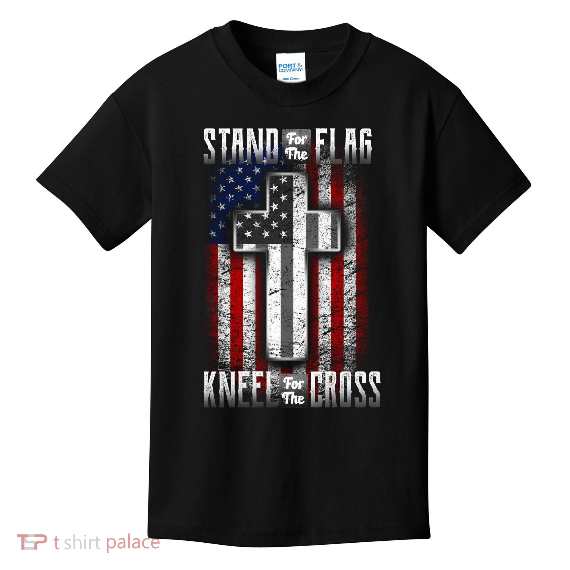 USA Stand For The Flag And Kneel For The Cross Kids T-Shirt